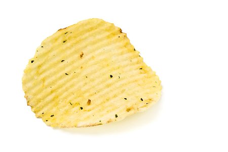 yellow potato chips closeup isolated on white background Photographie de stock - Aubaine LD & Abonnement, Code: 400-07211533