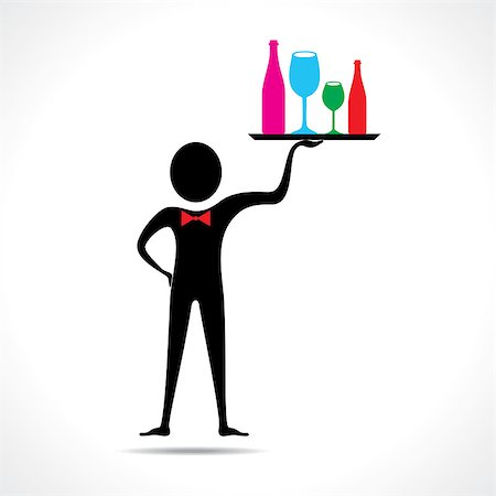 simsearch:400-08259053,k - man holding colorful wine glasses and bottles on the tray stock vector Stock Photo - Budget Royalty-Free & Subscription, Code: 400-07211792