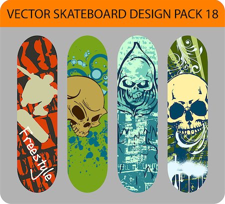 Grunge  pack of 4 skateboard designs Foto de stock - Royalty-Free Super Valor e Assinatura, Número: 400-07211949