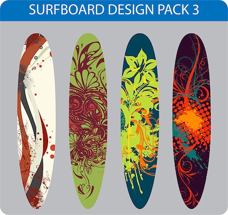 Vector pack of four colorful surfboard designs Foto de stock - Royalty-Free Super Valor e Assinatura, Número: 400-07211954