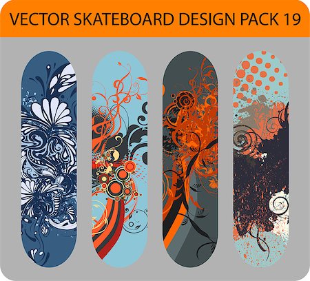 Grunge  pack of 4 skateboard designs Foto de stock - Royalty-Free Super Valor e Assinatura, Número: 400-07211950