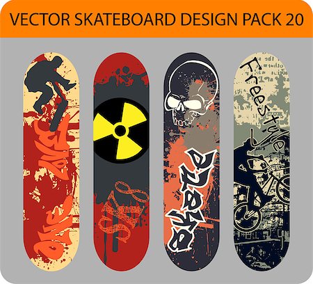 Grunge  pack of 4 skateboard designs Foto de stock - Royalty-Free Super Valor e Assinatura, Número: 400-07211951