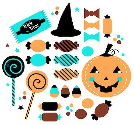 Halloween Trick or Treat Candies. Vector Illustration Stock Photo - Budget Royalty-Free & Subscription, Code: 400-07212003