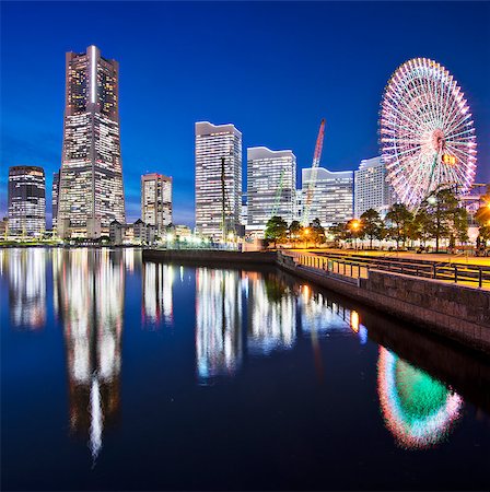 Yokohama, Japan skyline at Minato Mirai waterfront district. Stock Photo - Budget Royalty-Free & Subscription, Code: 400-07212021