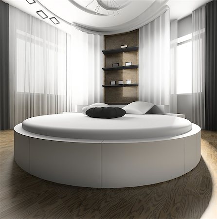 Interior of a bedroom with a white bed Foto de stock - Royalty-Free Super Valor e Assinatura, Número: 400-07212040