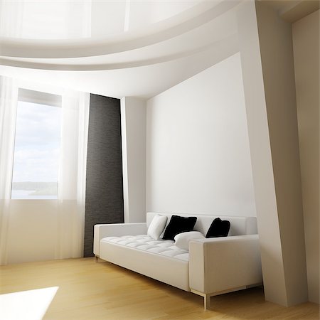 White furniture in modern interior 3d rendering Foto de stock - Royalty-Free Super Valor e Assinatura, Número: 400-07212051