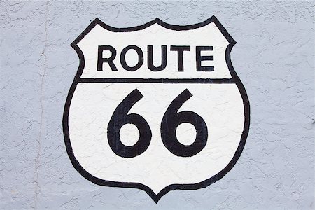 simsearch:400-09225957,k - Famous streetsight of Route 66 painted on a wall in Flagstaff Stock Photo - Budget Royalty-Free & Subscription, Code: 400-07212380