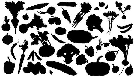 vegetables silhouettes on the white background Stock Photo - Budget Royalty-Free & Subscription, Code: 400-07212545