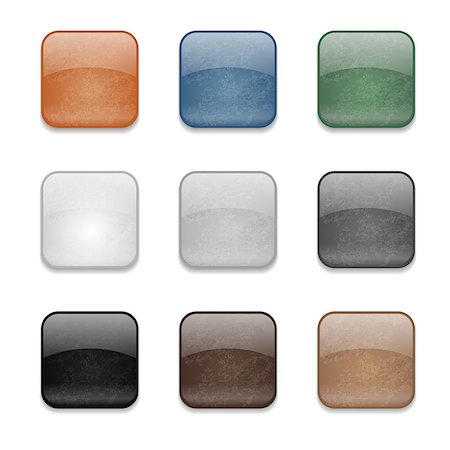 Set of web square glossy buttons with damaged surface Stock Photo - Budget Royalty-Free & Subscription, Code: 400-07212658