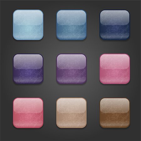 simsearch:400-07212658,k - Set of web square glossy buttons with damaged surface Stock Photo - Budget Royalty-Free & Subscription, Code: 400-07212659