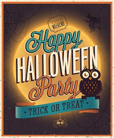 simsearch:400-07215479,k - Happy Halloween Poster. Vector illustration. Foto de stock - Super Valor sin royalties y Suscripción, Código: 400-07212695