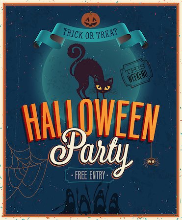 simsearch:400-07215479,k - Happy Halloween Poster. Vector illustration. Foto de stock - Super Valor sin royalties y Suscripción, Código: 400-07212697