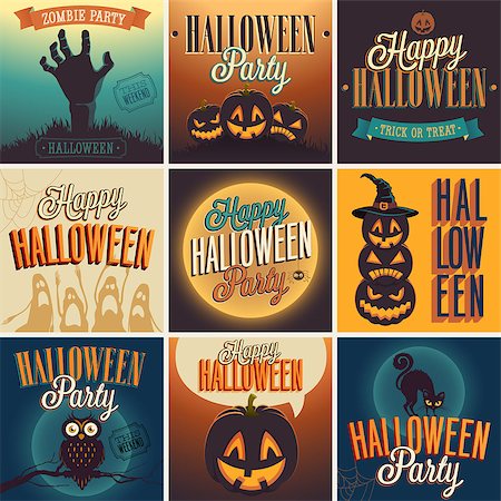 Halloween Posters set. Vector illustration. Stock Photo - Budget Royalty-Free & Subscription, Code: 400-07212691