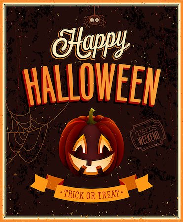 Happy Halloween Poster. Vector illustration. Foto de stock - Super Valor sin royalties y Suscripción, Código: 400-07212692