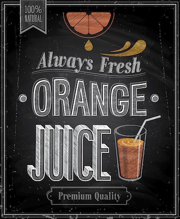 simsearch:400-07215479,k - Vintage Orange Juice - Chalkboard. Vector illustration. Foto de stock - Super Valor sin royalties y Suscripción, Código: 400-07212703