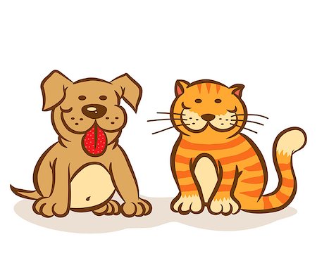 puppy dog and kitten paws - Illustration of smiling dog and cat Stock Photo - Budget Royalty-Free & Subscription, Code: 400-07212872