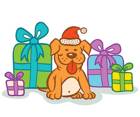 simsearch:400-05742476,k - Illustration of dog and presents Photographie de stock - Aubaine LD & Abonnement, Code: 400-07212873