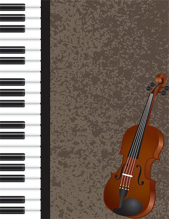 simsearch:400-05676575,k - Piano and Violin Musical Instrument with Textured Background Illustration Photographie de stock - Aubaine LD & Abonnement, Code: 400-07213076