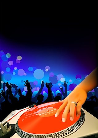 dancing crowd silhouette - DJ And Audience - Dance Party Background, Vector Illustration Stock Photo - Budget Royalty-Free & Subscription, Code: 400-07213107