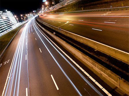 Long light trails from cars on a modern freeway Stock Photo - Budget Royalty-Free & Subscription, Code: 400-07213127