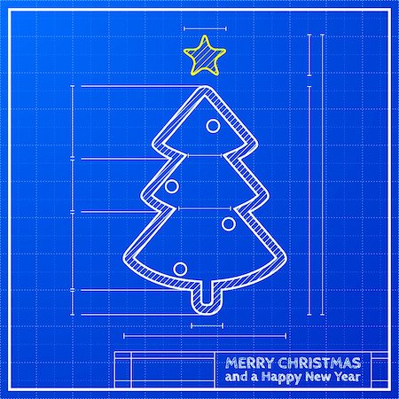 simsearch:400-08302769,k - detailed illustration of a modern style christmas tree on a blueprint background, eps 10 vector Photographie de stock - Aubaine LD & Abonnement, Code: 400-07213139