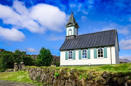 pingvellir national park - Small old church Pingvallkirkja on sunny day in Thingvellir, Iceland Stock Photo - Budget Royalty-Free & Subscription, Code: 400-07213185