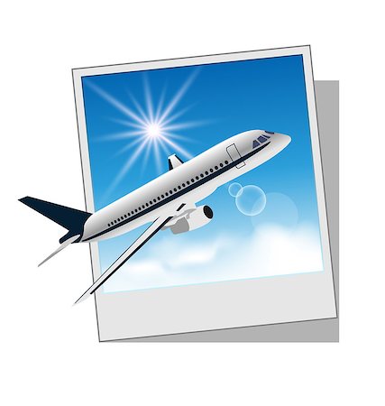 photo frame in heaven - Illustration photo frame with plane isolated on white background - vector Stock Photo - Budget Royalty-Free & Subscription, Code: 400-07213317