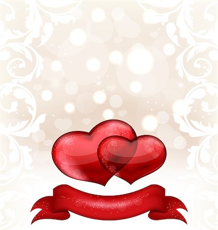 simsearch:400-06630484,k - Illustration Valentine's day or wedding invitation with hearts - vector Stock Photo - Budget Royalty-Free & Subscription, Code: 400-07213338