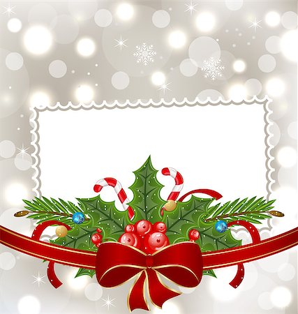 simsearch:400-08113383,k - Illustration Christmas elegant card with holiday decoration - vector Stock Photo - Budget Royalty-Free & Subscription, Code: 400-07213359