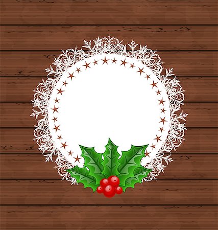 simsearch:400-08113383,k - Illustration Christmas greeting card with holly berry - vector Stock Photo - Budget Royalty-Free & Subscription, Code: 400-07213351