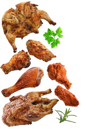 svetlanna (artist) - Grilled Chicken,Duck And Turkey Meat Isolated On White Photographie de stock - Aubaine LD & Abonnement, Code: 400-07213462