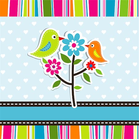 floral bird pattern - Template greeting card, vector scrap illustration Photographie de stock - Aubaine LD & Abonnement, Code: 400-07213529