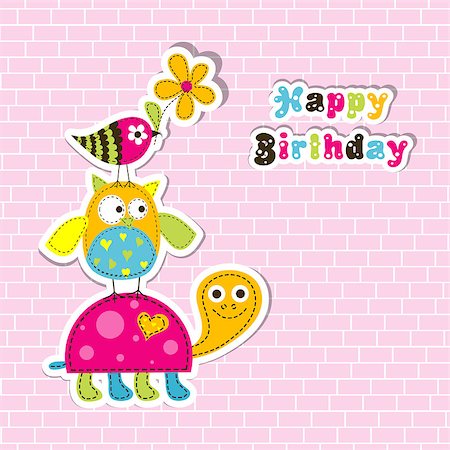 scrapbook for birthday - Template greeting card, vector illustration Stock Photo - Budget Royalty-Free & Subscription, Code: 400-07213538