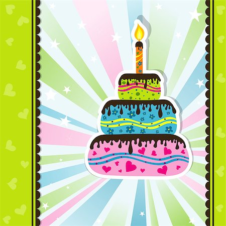 first birthday party - Template greeting card, vector illustration Stock Photo - Budget Royalty-Free & Subscription, Code: 400-07213562