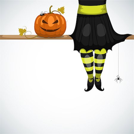 sitting cartoon monster - Vector halloween card with witch Foto de stock - Super Valor sin royalties y Suscripción, Código: 400-07213613