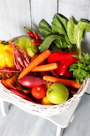 Photo of white basket with vegetables Stock Photo - Budget Royalty-Free & Subscription, Code: 400-07213684