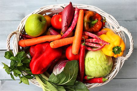 Photo of white basket with vegetables Stock Photo - Budget Royalty-Free & Subscription, Code: 400-07213685