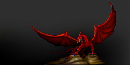 dracozlat (artist) - red dragon wings revealed Stockbilder - Microstock & Abonnement, Bildnummer: 400-07213703