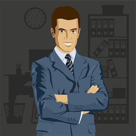 fashionable office worker full length - Vector business man in suit with folded hands. All layers well organized and easy to edit Stock Photo - Budget Royalty-Free & Subscription, Code: 400-07213745