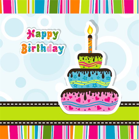 first birthday party - Template greeting card, vector illustration Stock Photo - Budget Royalty-Free & Subscription, Code: 400-07213806