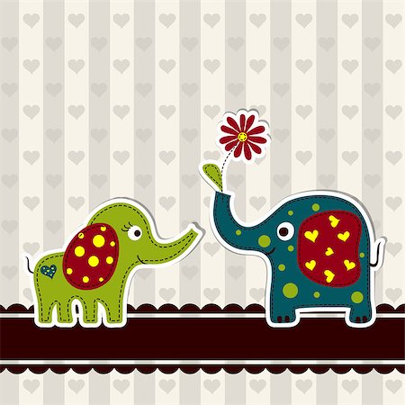 elephant illustration - Template greeting card, vector scrap illustration Stock Photo - Budget Royalty-Free & Subscription, Code: 400-07213814
