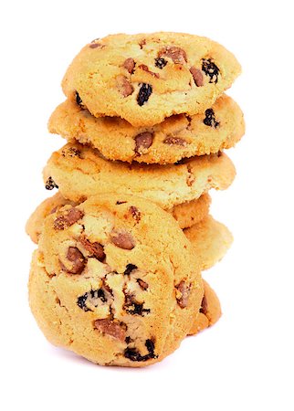 simsearch:400-07420117,k - Stack of Christmas Cookies with Nuts and Raisins isolated on white background Stock Photo - Budget Royalty-Free & Subscription, Code: 400-07213890