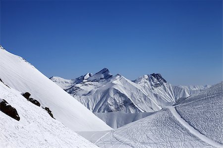 simsearch:400-07217910,k - Ski resort with off-piste slope at nice sun day. Caucasus Mountains. Georgia, Gudauri. Stock Photo - Budget Royalty-Free & Subscription, Code: 400-07213915