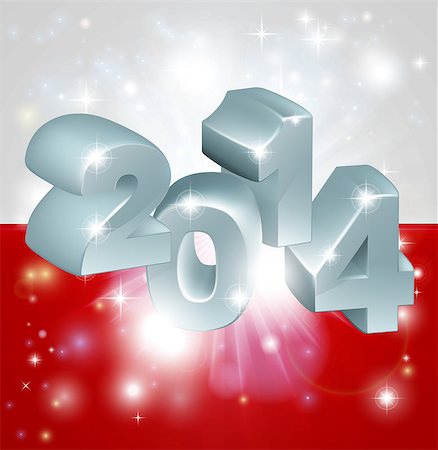 exploding numbers - Flag of Poland 2014 background. New Year or similar concept Stock Photo - Budget Royalty-Free & Subscription, Code: 400-07213930