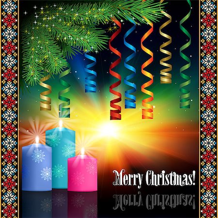 abstract celebration greeting with Christmas tree and candles Stock Photo - Budget Royalty-Free & Subscription, Code: 400-07213976