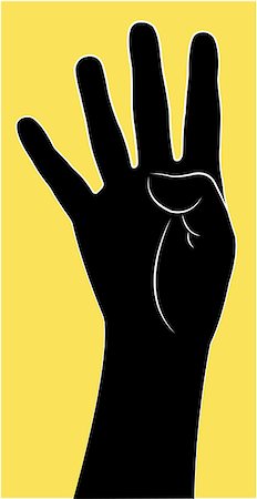 four fingers up, hand vector Stock Photo - Budget Royalty-Free & Subscription, Code: 400-07213994