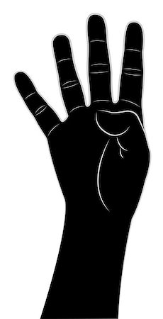 four fingers up, hand vector Stock Photo - Budget Royalty-Free & Subscription, Code: 400-07213995