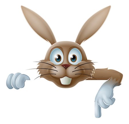 simsearch:400-07307426,k - Illustration of a cartoon Easter bunny pointing at sign Stock Photo - Budget Royalty-Free & Subscription, Code: 400-07224122
