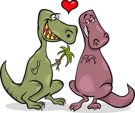 simsearch:400-08161528,k - Valentines Day Cartoon Illustration of Funny Dinos Couple in Love Foto de stock - Royalty-Free Super Valor e Assinatura, Número: 400-07224174