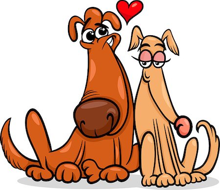 simsearch:400-07986020,k - Valentines Day Cartoon Illustration of Funny Dogs Couple in Love Stock Photo - Budget Royalty-Free & Subscription, Code: 400-07224175